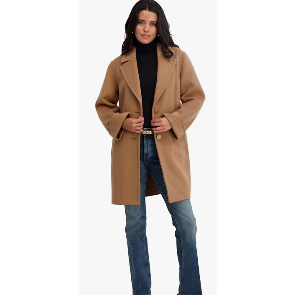 TAHARI Womens Relaxed Double-faced Soft Wool Topper Coat Size XS NWT